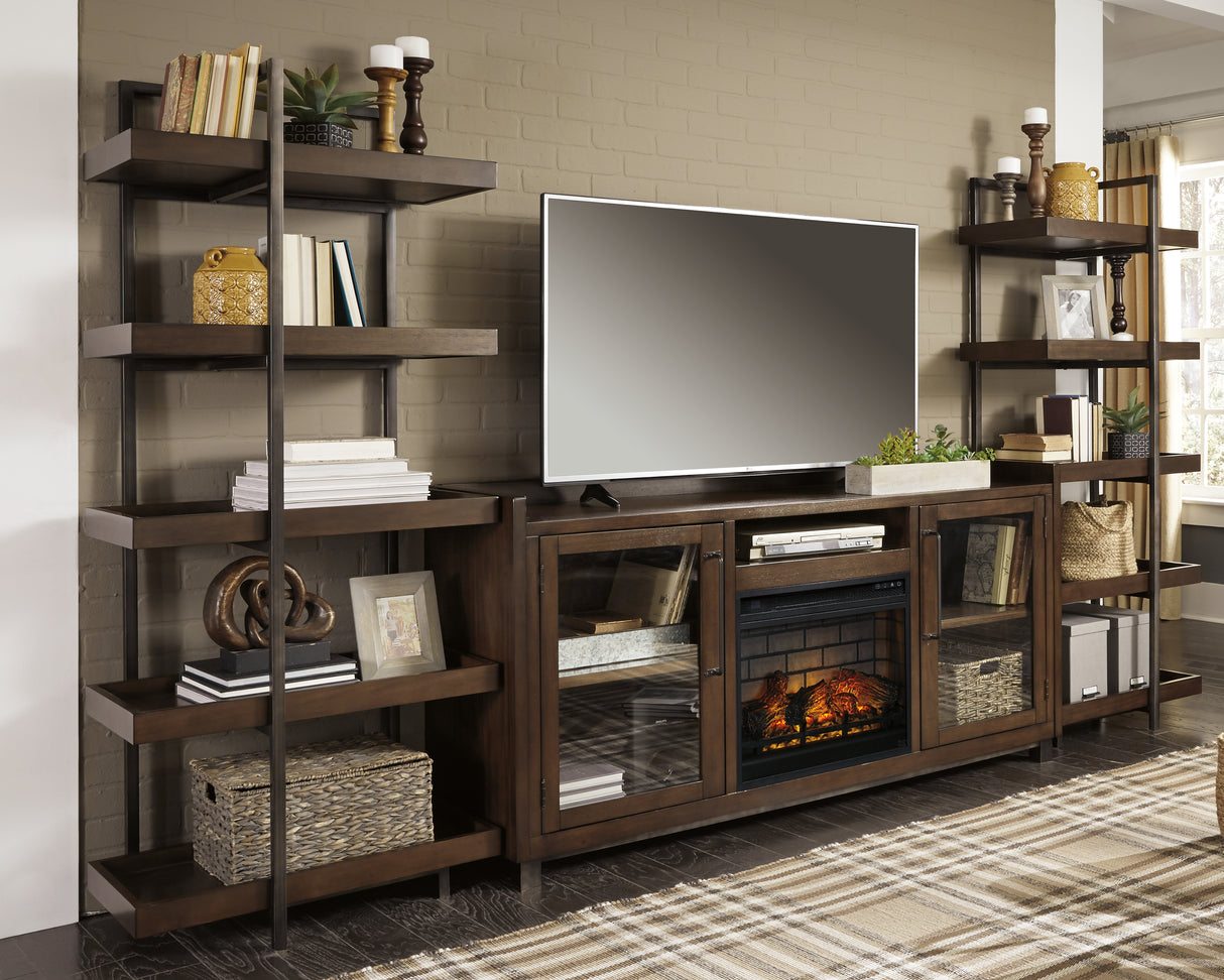 Furniture City Biloxi - Ashley Furniture - Starmore 3-Piece Wall Unit with Electric Fireplace - 3-Piece Wall Unit with Electric Fireplace / Brown/Gunmetal - W633W6