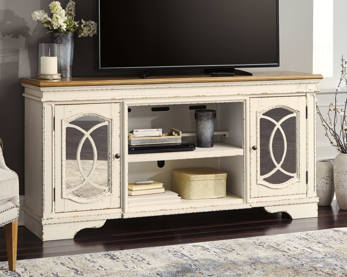 Furniture City Biloxi - Ashley Furniture - Realyn 74" TV Stand - 74" / Chipped White - W743-68