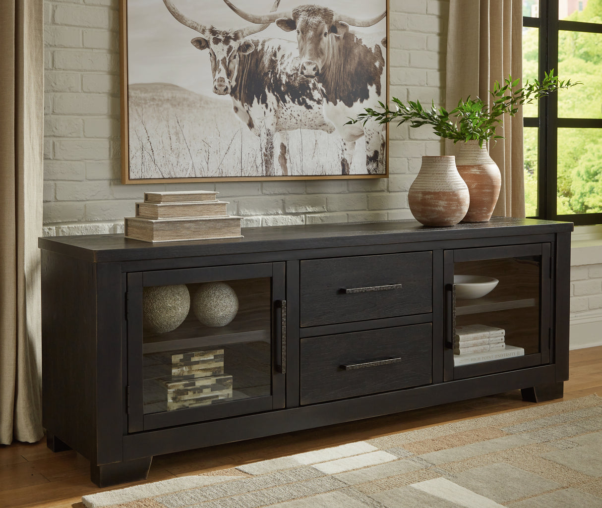 Furniture City Biloxi - Ashley Furniture - Galliden 80" TV Stand - 80" / Black - W841-168