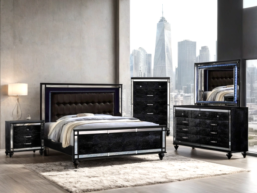 Blanca2 Black Bedroom Set Queen, King 5