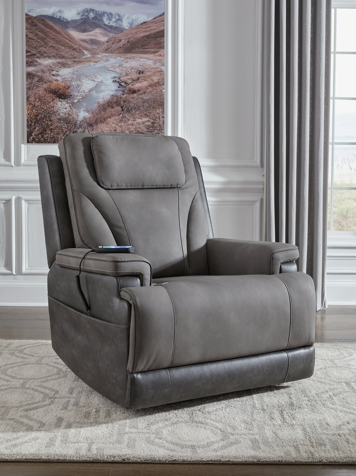 Furniture City Biloxi - Ashley Furniture - 4Z-Peaceful Pause Living Room - Power Lift Recliner / Slate - PC1210412