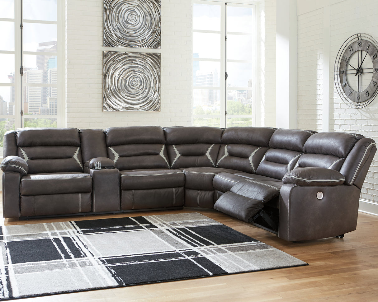 Furniture City Biloxi - Ashley Furniture - Kincord Sectional - 4-Piece Power Reclining Sectional / Midnight - 13104S4