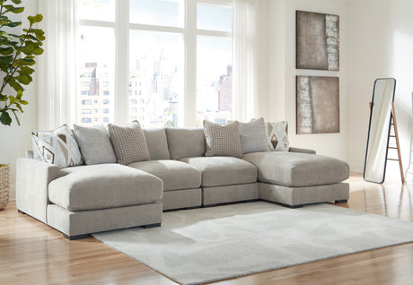 Furniture City Biloxi - Ashley Furniture - Aslan Court Sectional - RAF 6-Piece Sectional with Chaise / Flax - 20305S8