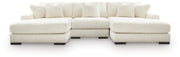 Furniture City Biloxi - Ashley Furniture - Lindyn Sectional - RAF 3-Piece Sectional with Double Chaise / Ivory - 21104S18