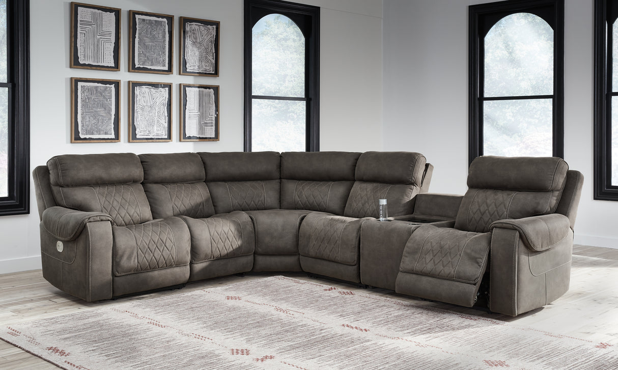 Furniture City Biloxi - Ashley Furniture - Hoopster Sectional - 6-Piece Power Reclining Sectional / Gunmetal - 23703S5