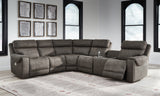 Furniture City Biloxi - Ashley Furniture - Hoopster Sectional - 6-Piece Power Reclining Sectional / Gunmetal - 23703S5
