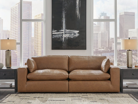 Furniture City Biloxi - Ashley Furniture - Emilia Sectional - RAF 2-Piece Sectional Loveseat / Caramel - 30901S1