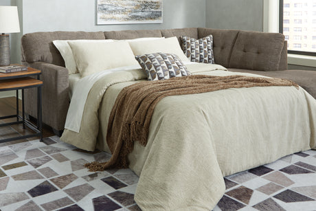Furniture City Biloxi - Ashley Furniture - Mahoney Sectional - 2-Piece Sleeper Sectional with Chaise / Chocolate - 31005S4