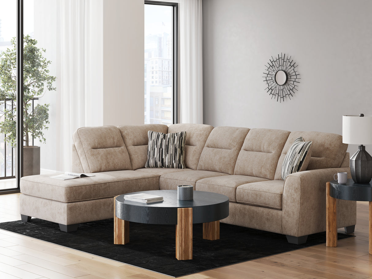Furniture City Biloxi - Ashley Furniture - Olten Sectional - RAF 2-Piece Sectional with Chaise / Mocha - 31304S1