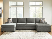 Furniture City Biloxi - Ashley Furniture - Revenna Sectional - RAF 3-Piece Sectional with Double Chaise / Greystone - PC48405S3