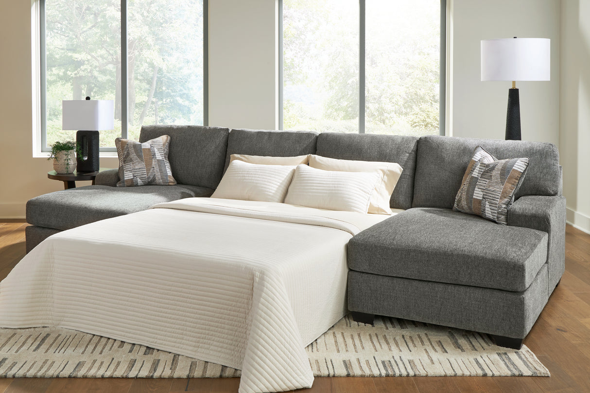 Furniture City Biloxi - Ashley Furniture - Revenna Sectional - RAF 3-Piece Sleeper Sectional with Double Chaise / Greystone - PC48405S7