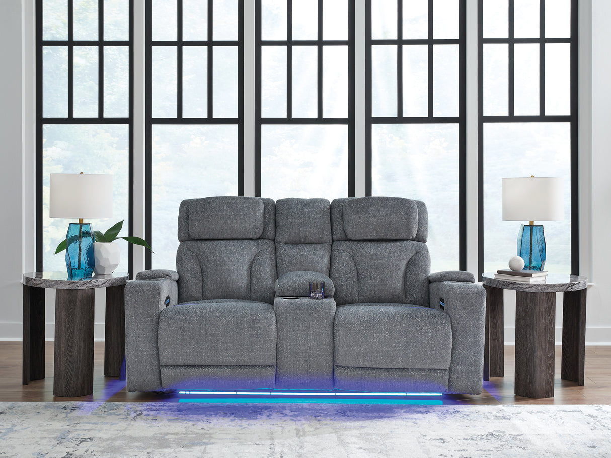 Furniture City Biloxi - Ashley Furniture - Studio Cave Living Room - PWR REC Loveseat/CON/ADJ HDRST / Steel - PC4980218