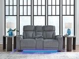 Furniture City Biloxi - Ashley Furniture - Studio Cave Living Room - PWR REC Loveseat/CON/ADJ HDRST / Steel - PC4980218