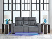 Furniture City Biloxi - Ashley Furniture - Studio Cave Living Room - PWR REC Loveseat/CON/ADJ HDRST / Steel - PC4980218