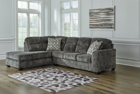 Furniture City Biloxi - Ashley Furniture - Lonoke Sectional - RAF 2-Piece Sectional with Chaise / Gunmetal - 50504S1