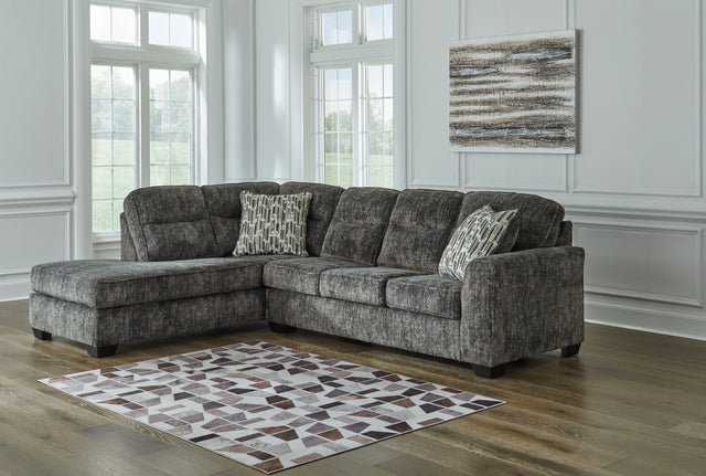 Furniture City Biloxi - Ashley Furniture - Lonoke Sectional - RAF 2-Piece Sectional with Chaise / Gunmetal - 50504S1