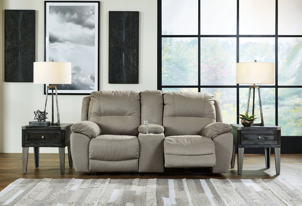 Furniture City Biloxi - Ashley Furniture - Next-Gen Gaucho Living Room - DBL REC PWR Loveseat w/Console / Putty - 5420396