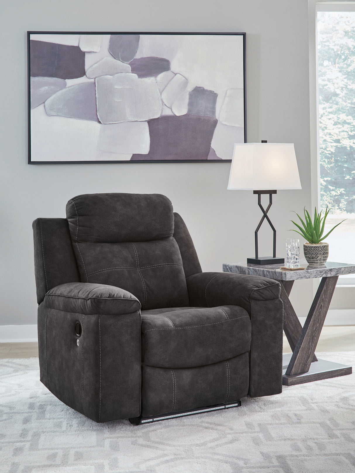 Furniture City Biloxi - Ashley Furniture - Brysonview Living Room - Zero Wall Recliner / Charcoal - 6360529