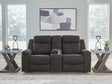 Furniture City Biloxi - Ashley Furniture - Brysonview Living Room - DBL Rec Loveseat w/Console / Charcoal - 6360594