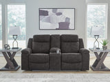 Furniture City Biloxi - Ashley Furniture - Brysonview Living Room - DBL Rec Loveseat w/Console / Charcoal - 6360594