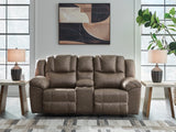 Furniture City Biloxi - Ashley Furniture - Lowilla Living Room - DBL Rec Loveseat w/Console / Driftwood - PC6450694