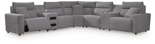 Furniture City Biloxi - Ashley Furniture - Modmax II 7-Piece Power Reclining Sectional with Audio Consoles - 7-Piece Power Reclining Sectional with Audio Consoles - 65906S48