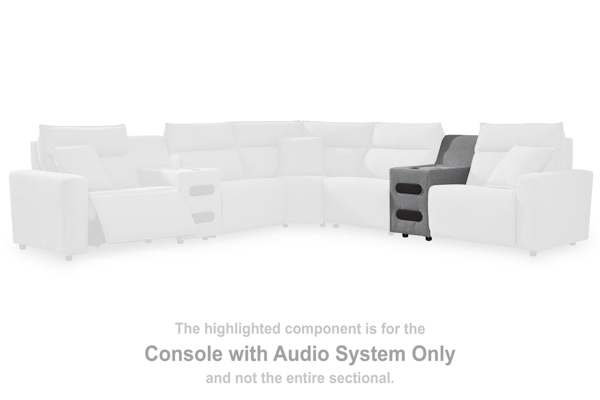 Furniture City Biloxi - Ashley Furniture - ModMax II Sectional - Console with Audio System / Salt and Pepper - 6590660