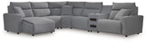 Furniture City Biloxi - Ashley Furniture - ModMax II Sectional - 6-Piece Reclining Sectional with Chaise and Audio Console / Salt and Pepper - 65906S29