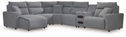 Furniture City Biloxi - Ashley Furniture - ModMax II Sectional - 6-Piece Reclining Sectional with Chaise and Audio Console / Salt and Pepper - 65906S29