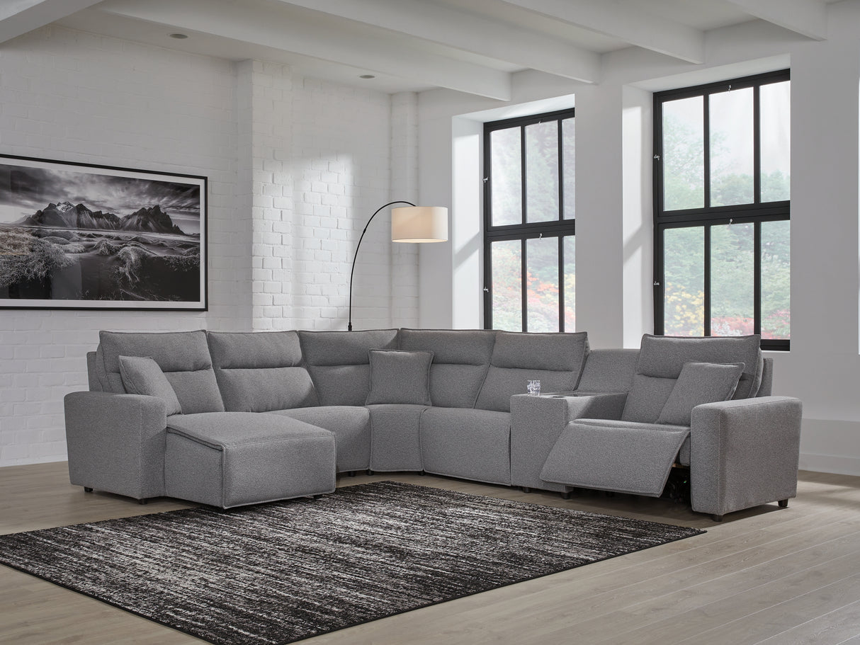 Furniture City Biloxi - Ashley Furniture - ModMax II Sectional - 6-Piece Power Reclining Sectional with Chaise and Console / Salt and Pepper - 65906S19