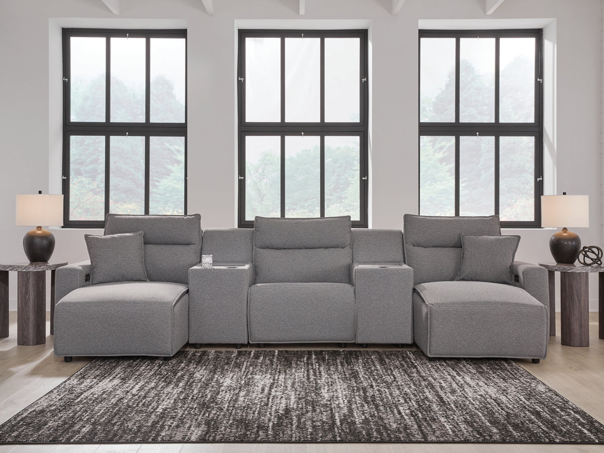 Furniture City Biloxi - Ashley Furniture - ModMax II Sectional - 5-Piece Power Reclining Sectional with Chaise and Consoles / Salt and Pepper - 65906S16
