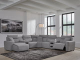 Furniture City Biloxi - Ashley Furniture - ModMax II Sectional - 7-Piece Power Reclining Sectional with Chaise and Audio Consoles / Salt and Pepper - 65906S20