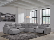 Furniture City Biloxi - Ashley Furniture - ModMax II Sectional - 7-Piece Power Reclining Sectional with Chaise and Audio Consoles / Salt and Pepper - 65906S20