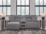 Furniture City Biloxi - Ashley Furniture - ModMax II Sectional - 3-Piece Power Reclining Sectional with Chaise and Audio Console / Salt and Pepper - 65906S18