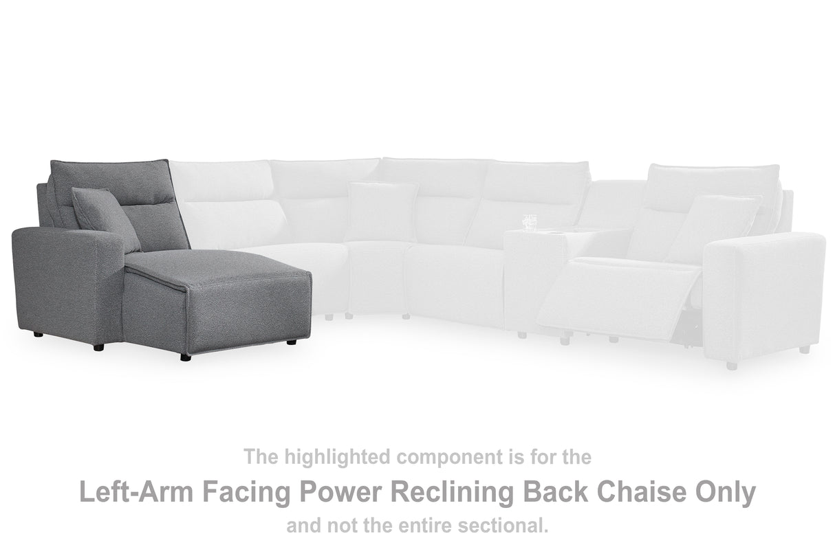 Furniture City Biloxi - Ashley Furniture - ModMax II Sectional - LAF Press Back Power Chaise / Salt and Pepper - 6590679