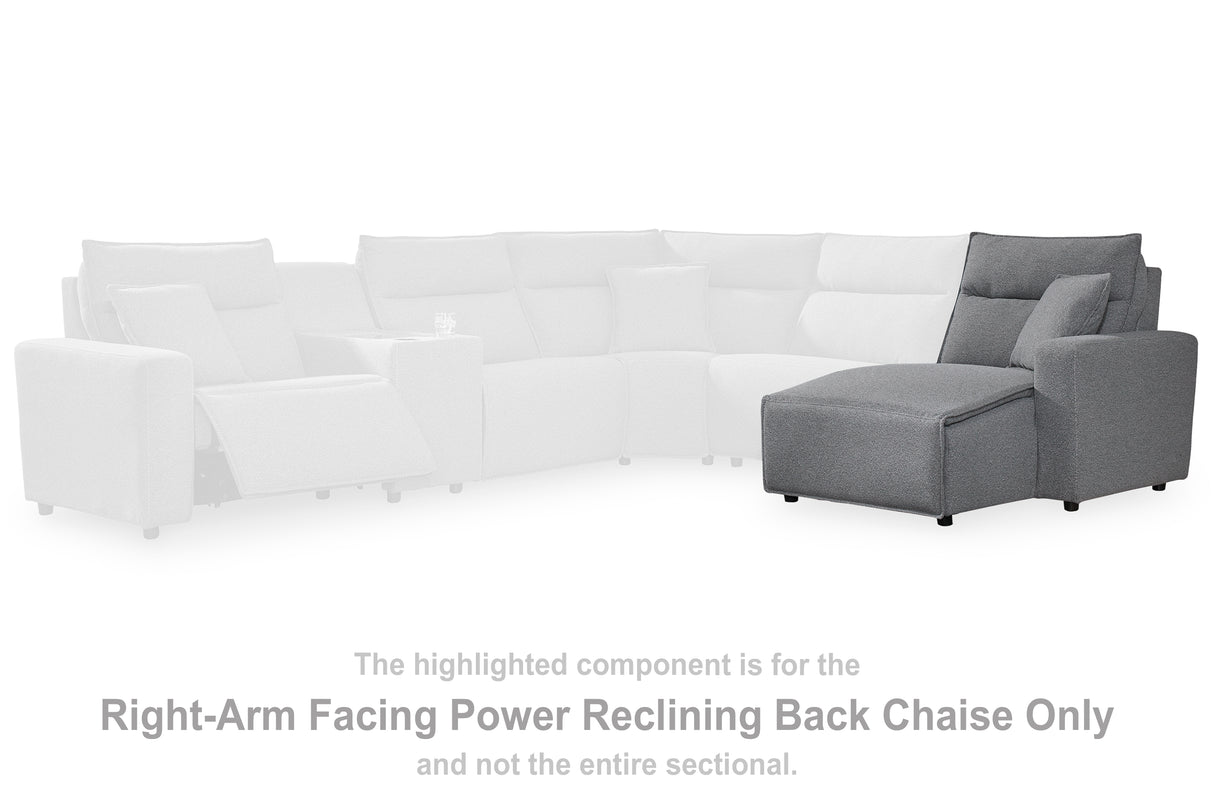 Furniture City Biloxi - Ashley Furniture - ModMax II Sectional - RAF Press Back Power Chaise / Salt and Pepper - 6590697
