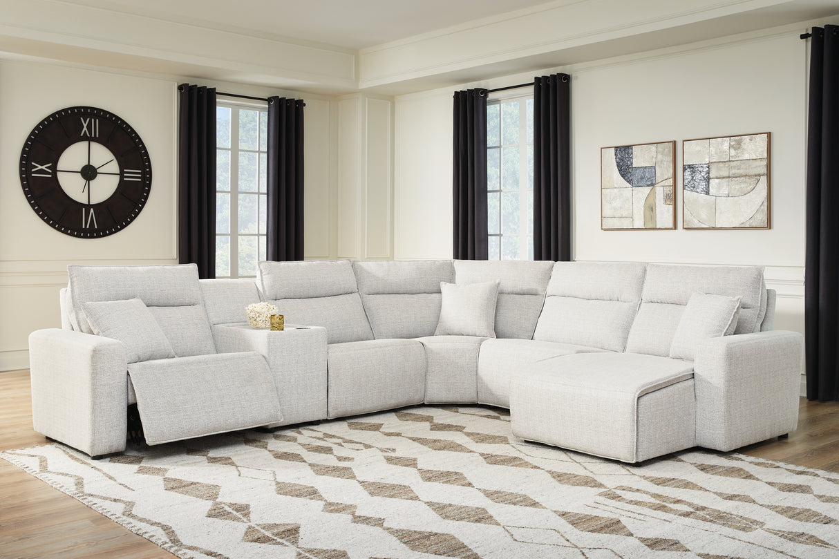 Furniture City Biloxi - Ashley Furniture - ModMax II Sectional - 6-Piece Power Reclining Sectional with Chaise and Console / Stone - 65907S6