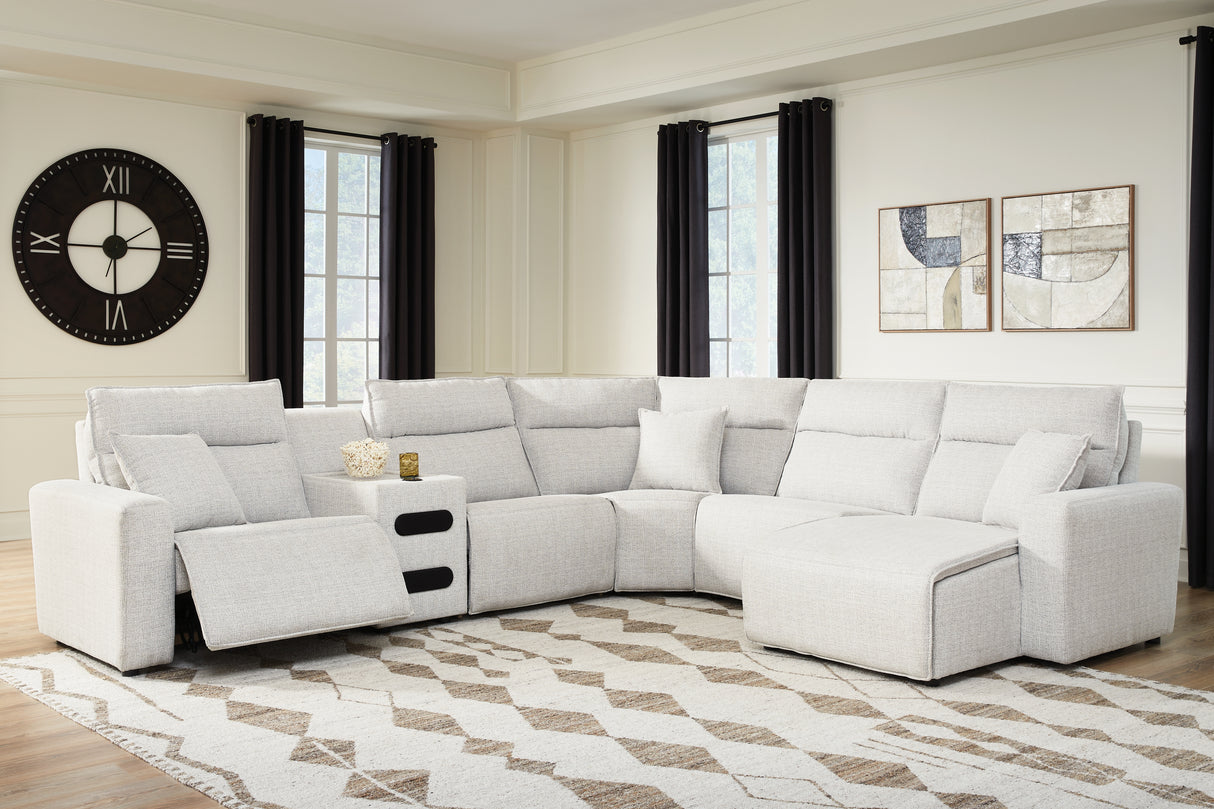 Furniture City Biloxi - Ashley Furniture - ModMax II Sectional - 6-Piece Reclining Sectional with Chaise and Audio Console / Stone - 65907S28