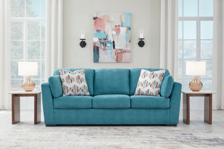 Furniture City Biloxi - Ashley Furniture - Keerwick Living Room - Queen Sofa Sleeper / Teal - 6750739
