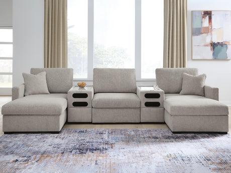 Furniture City Biloxi - Ashley Furniture - ModMax Luxe Sectional - RAF 5-Piece Double Chaise Sectional with Audio Consoles - 68605S43