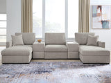 Furniture City Biloxi - Ashley Furniture - ModMax Luxe Sectional - RAF 5-Piece Double Chaise Sectional with Storage Consoles / Flint - 68605S38