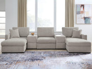 Furniture City Biloxi - Ashley Furniture - ModMax Luxe Sectional - RAF 5-Piece Double Chaise Sectional with Storage Consoles / Flint - 68605S38