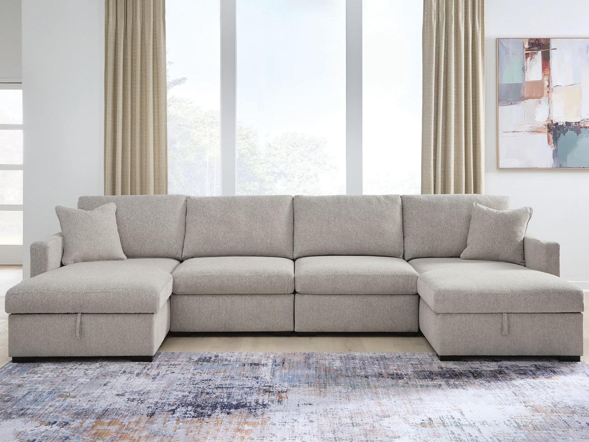 Furniture City Biloxi - Ashley Furniture - ModMax Luxe Sectional - RAF 4-Piece Double Storage Chaise Sectional / Flint - 68605S62