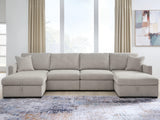 Furniture City Biloxi - Ashley Furniture - ModMax Luxe Sectional - RAF 4-Piece Double Storage Chaise Sectional / Flint - 68605S62
