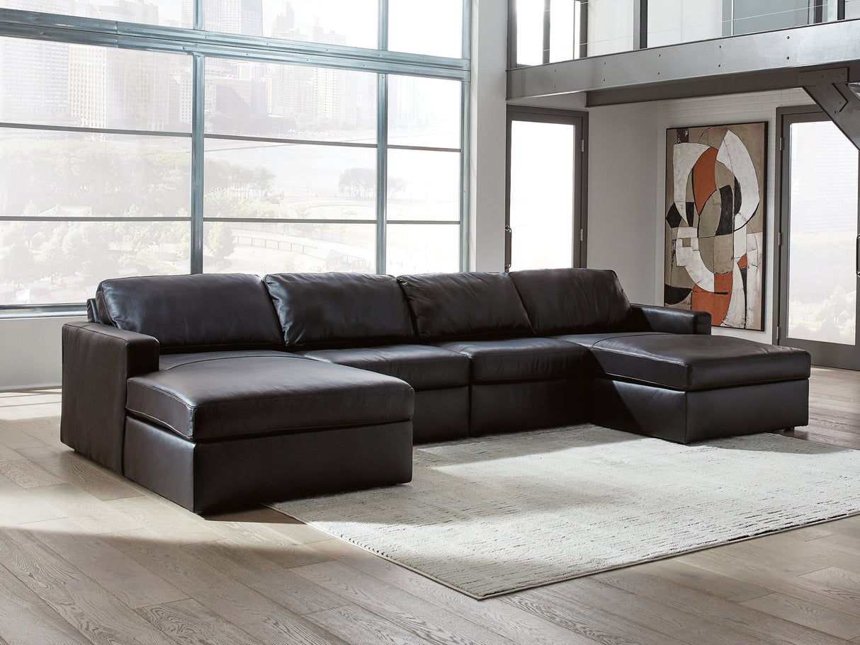 Furniture City Biloxi - Ashley Furniture - ModMax II Sectional - RAF 4-Piece Double Chaise Sectional / Black - 74305S19