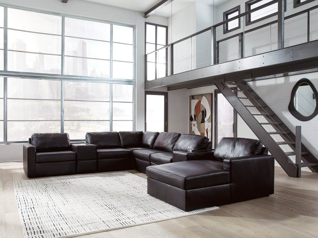 Furniture City Biloxi - Ashley Furniture - ModMax II Sectional - RAF 8-Piece Sectional with Chaise and Storage Consoles / Black - 74305S42