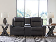 Furniture City Biloxi - Ashley Furniture - Mackmenville Living Room - DBL Rec Loveseat w/Console / Carbon - 7471394