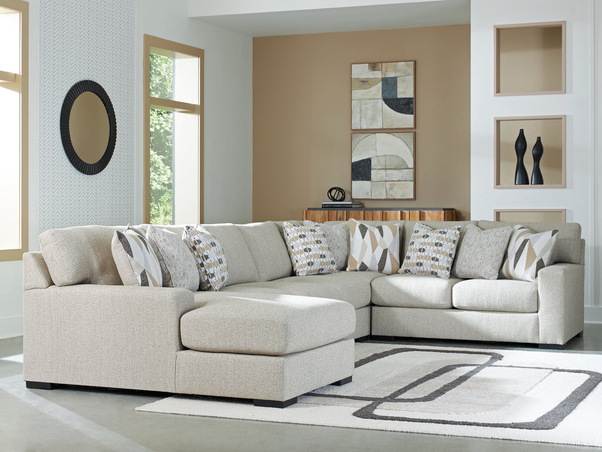 Furniture City Biloxi - Ashley Furniture - Laurelgrove Sectional - RAF 5-Piece Sectional with Chaise / Pebble - 75105S11