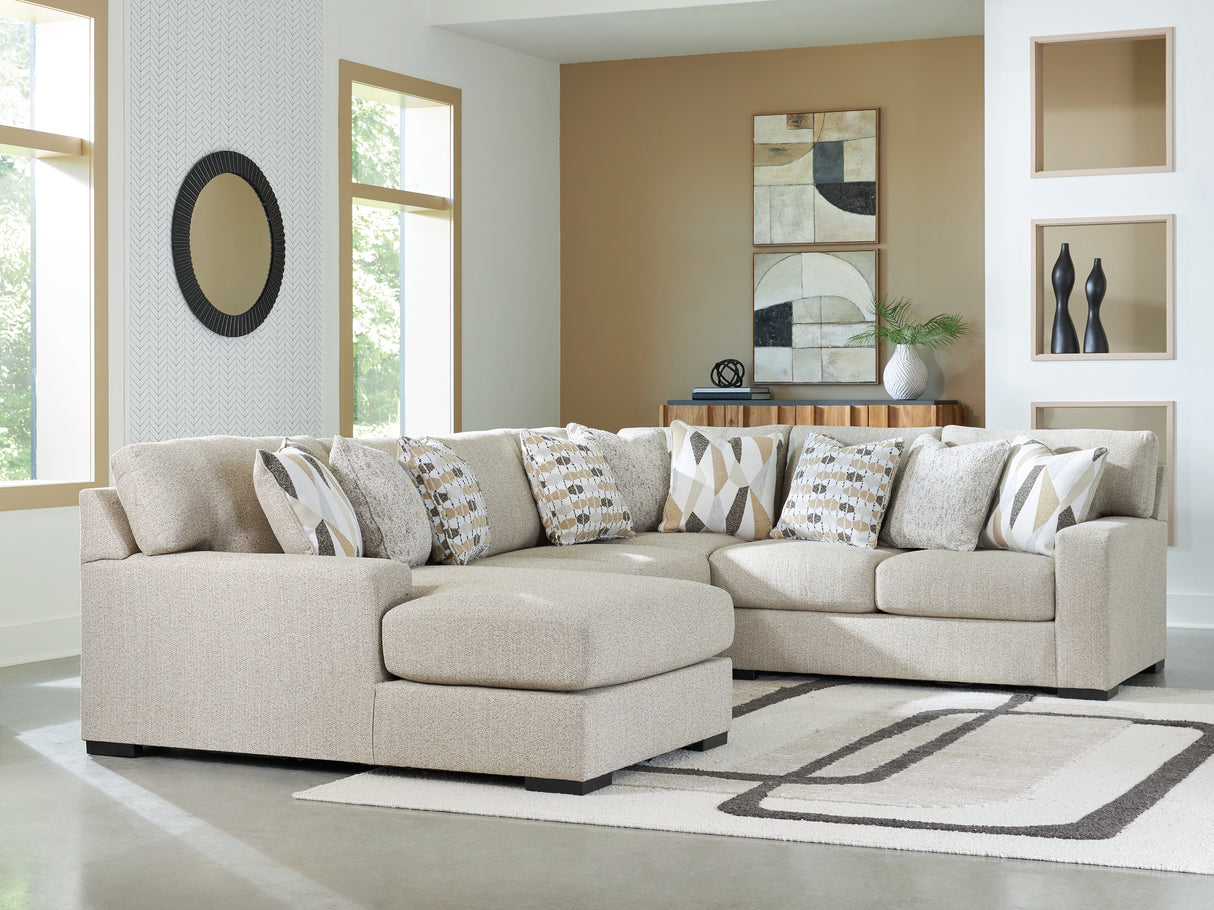 Furniture City Biloxi - Ashley Furniture - Laurelgrove Sectional - RAF 5-Piece Sectional with Chaise / Pebble - 75105S11