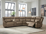 Furniture City Biloxi - Ashley Furniture - Max-Momentum Sectional - 6-Piece Power Reclining Sectional with Audio Console / Biscotti - PC82305S9
